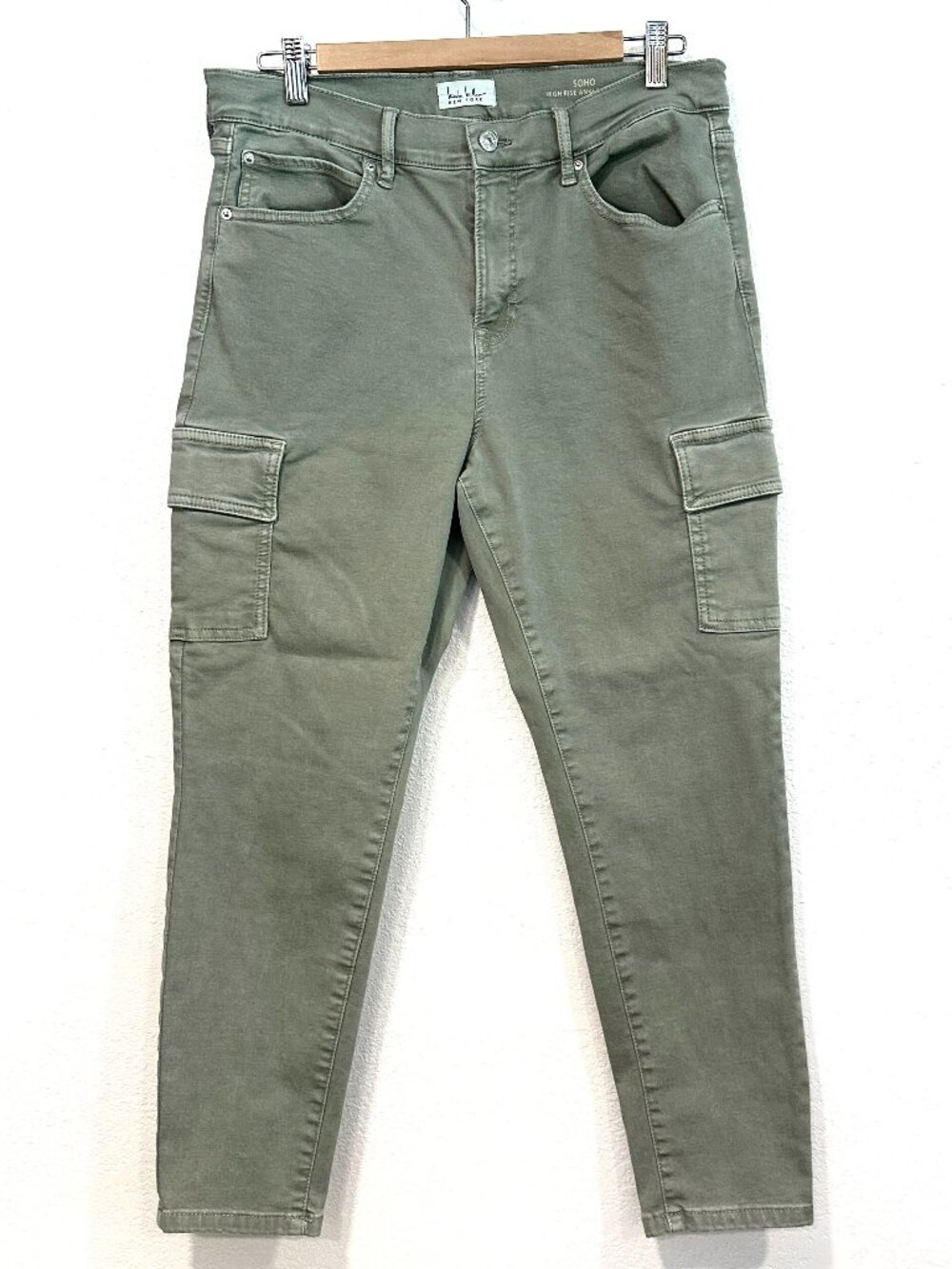 Nicole Miller Soho High Rise Ankle Skinny Jeans Gray Green W33xL25.5 Women Sz 12